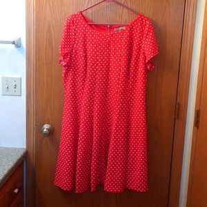 Danny and Nicole Fit and Flare Red Polka Dot Dress Women's Plus Size 20